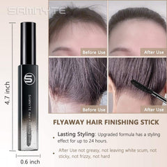 Samnyte before and after bangs demonstrating reduced frizz and polished edges