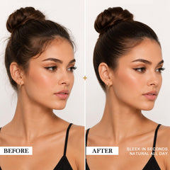 Samnyte wand applying to bangs for instant flyaway smoothing benefit