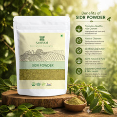 SAMYAM sidr powder mixed into paste demonstrating simple application benefit