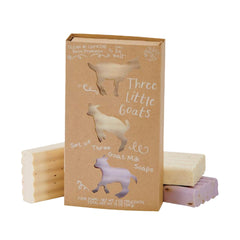San Francisco Soap Company gift box front view showing three goat milk bars, attractive packaging and ready-to-gift