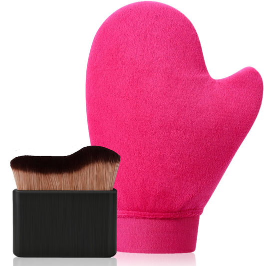 Sanfery mitt front view showing plush velvet for even blending and smoother finish