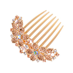 Sankuwen champagne comb front view shows floral sparkle and elegant finish