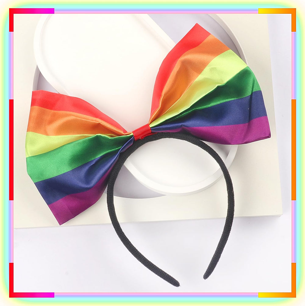 SARATA knotted bow detail displays neat knot and vivid rainbow stripes