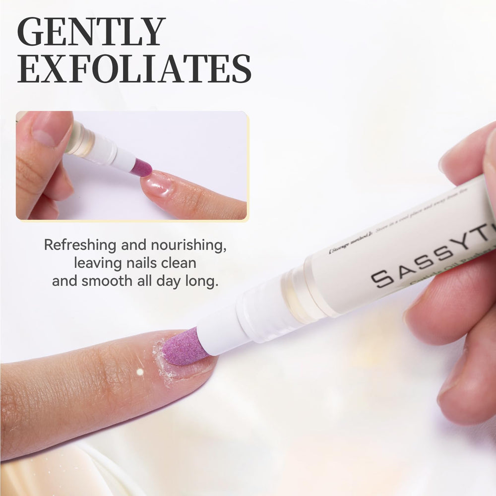 SASSYTIP pen dispensing oil demonstrating precise, no-spill micro-dose delivery