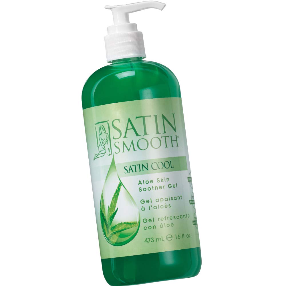 SATIN SMOOTH front bottle showing label and soothing benefit