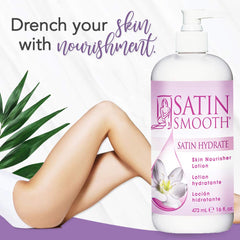 SATIN SMOOTH cream texture close-up highlighting fast-absorbing, non-greasy hydration