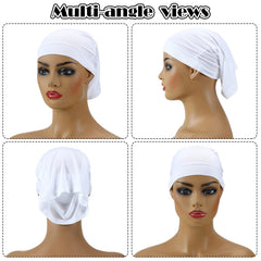 SATINIOR cap stretched on hand illustrating elasticity and secure fit