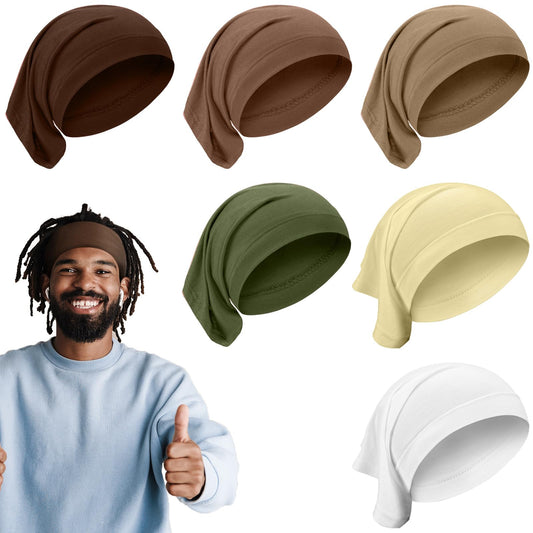 SATINIOR front view of six colorful dreadlock caps showing variety and convenience