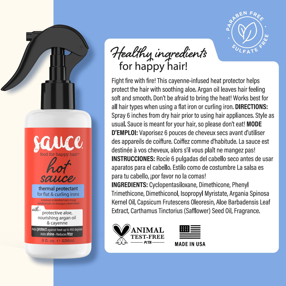 SAUCE BEAUTY bottle staged on bathroom shelf for daily styling routine