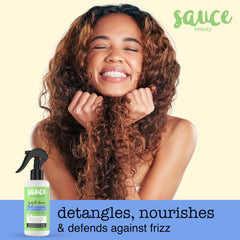 SAUCE BEAUTY mist spraying from nozzle showing ease of application and even coverage