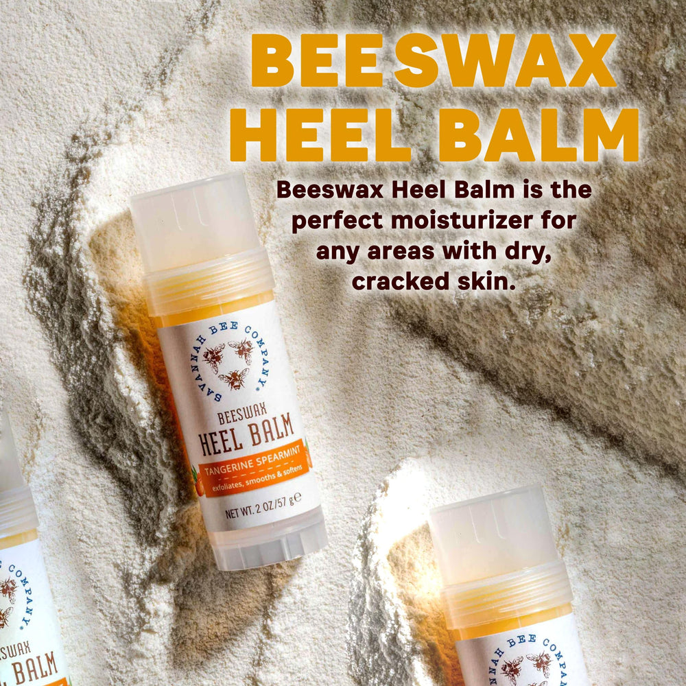 Savannah Bee Company ingredients flatlay showing honey, beeswax, and butters benefits