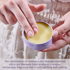 Savannah Bee Company applying salve onto hands demonstrating deep moisturization and protection