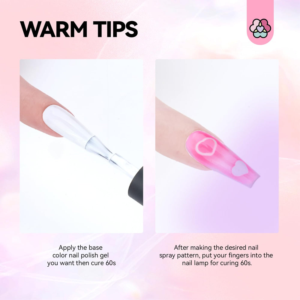 SAVILAND airbrush spraying nails demonstrating quick gradient benefit