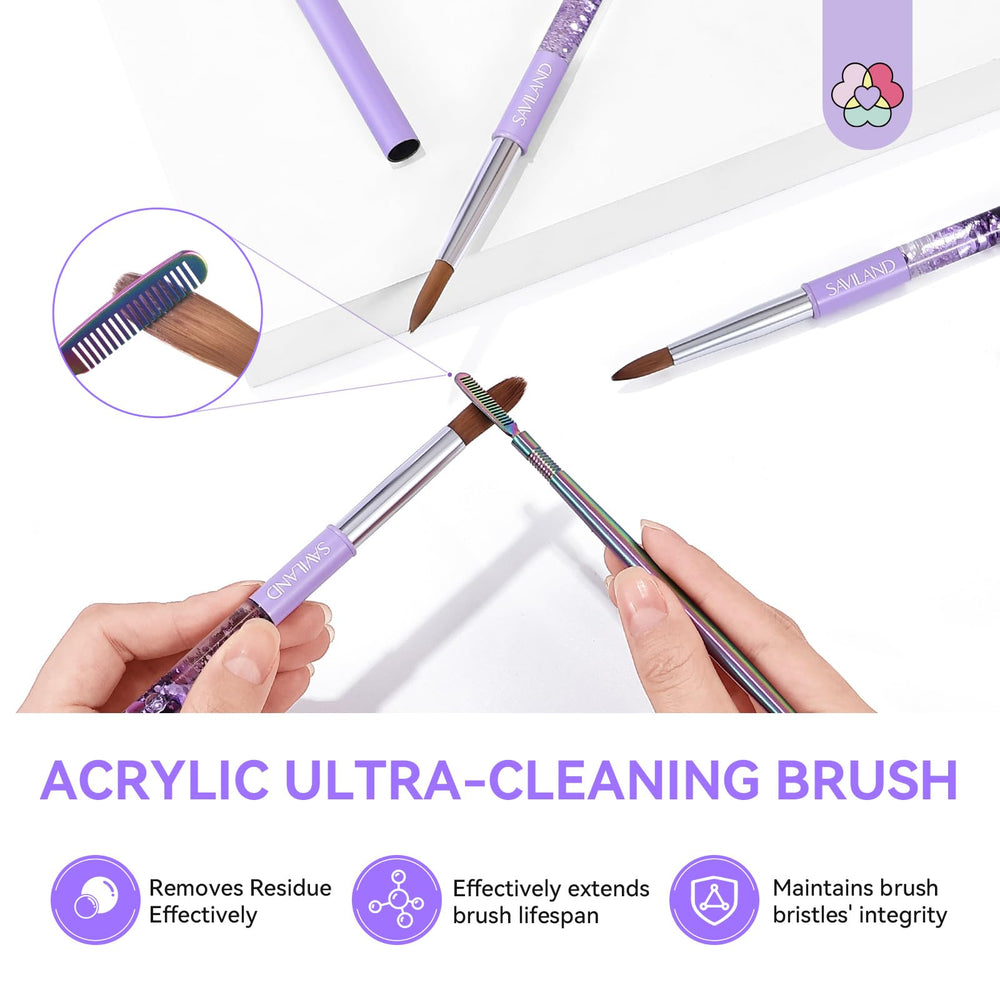 SAVILAND bristles close-up showing Kolinsky-style tip for precise acrylic powder carry