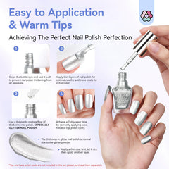 SAVILAND applied on toenail showing quick-dry metallic effect ideal for pedicures