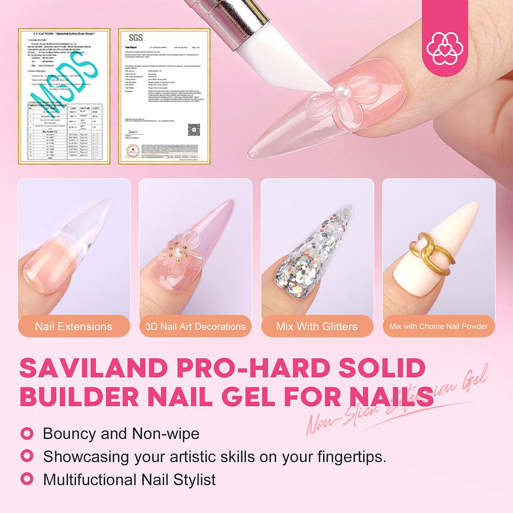 SAVILAND clear 15ml builder gel bottle close-up showing smooth texture and control