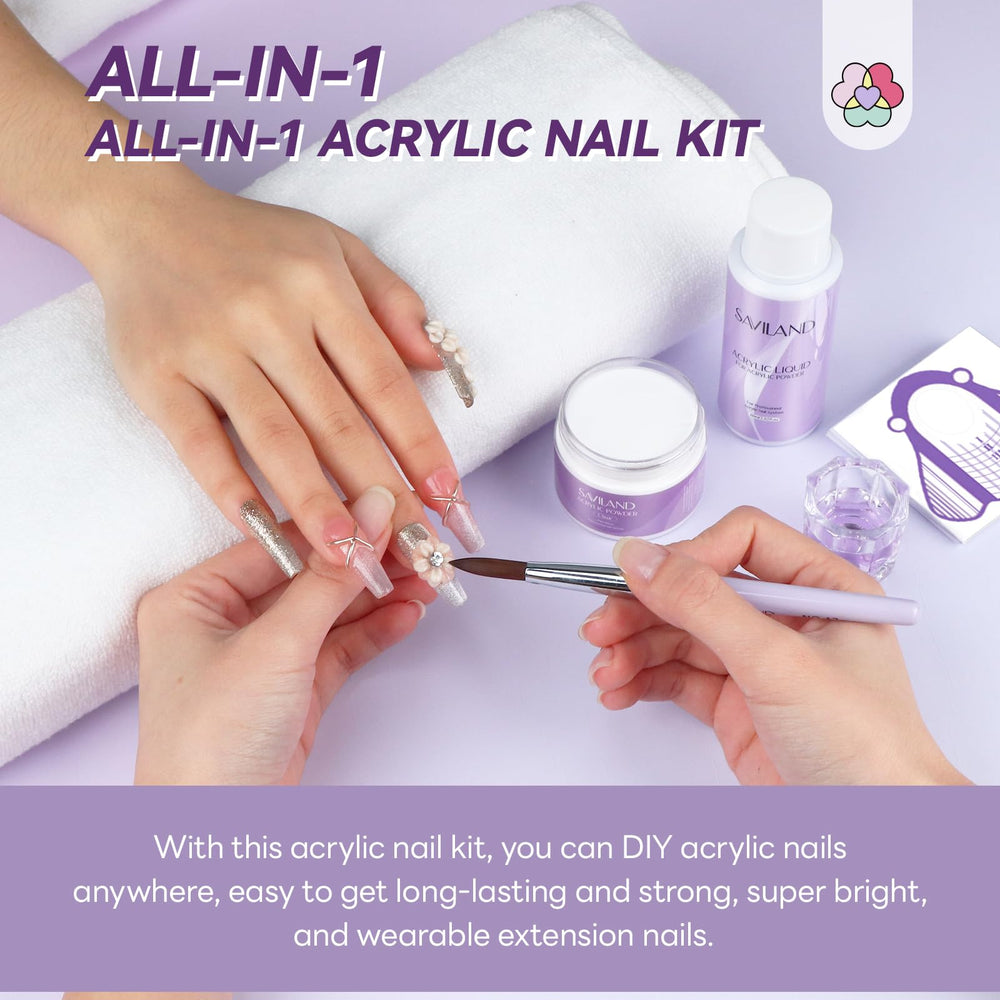 SAVILAND clear acrylic powder close-up texture for smooth professional finish