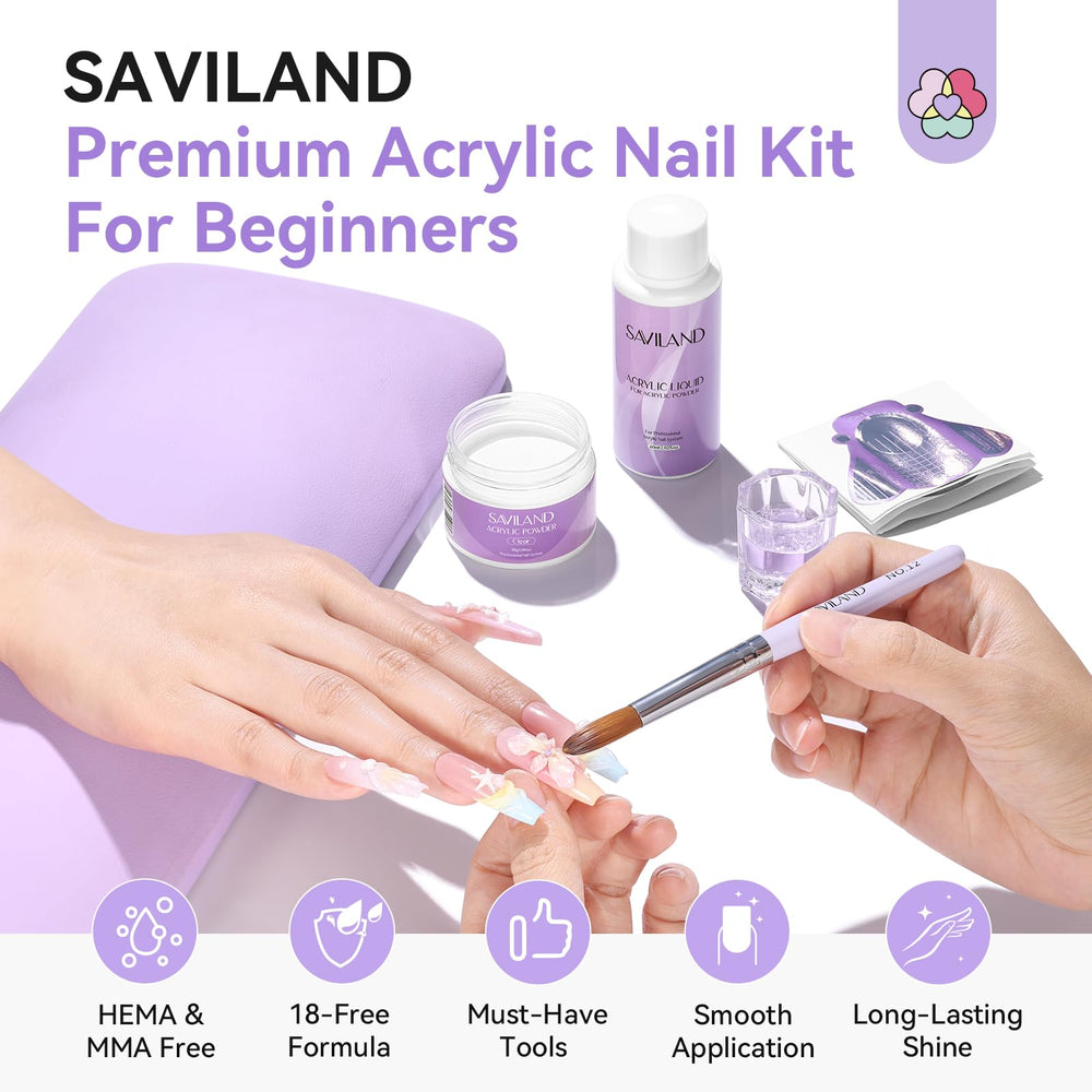 SAVILAND clear acrylic powder close-up showing fine texture for smooth application