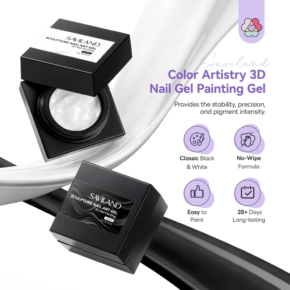 SAVILAND black gel creamy texture closeup showing smooth hold for precise sculpting