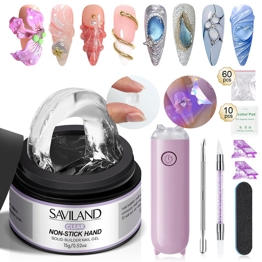 SAVILAND kit front view showing all included tools and UV lamp for ready use