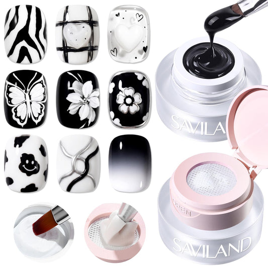 SAVILAND front packaging showing black and white cushion gel duo and benefits