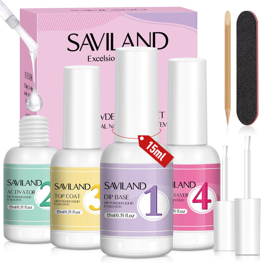 SAVILAND front packaging shot showing full 4-piece dip liquid kit and tools for quick setup