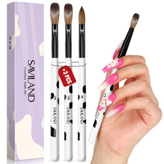 SAVILAND front view of three brushes showing sizes and playful handle design for easy selection