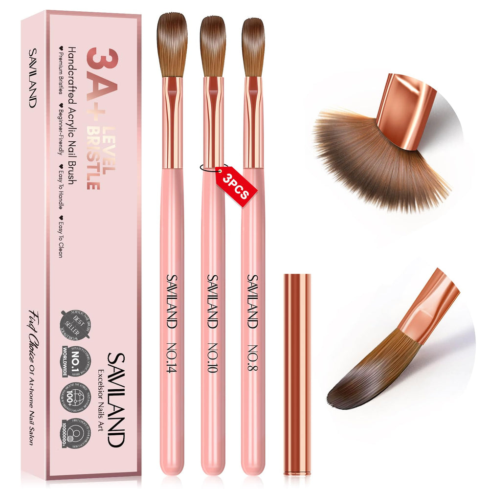 SAVILAND front packaging showing three pink-handle brushes for professional results