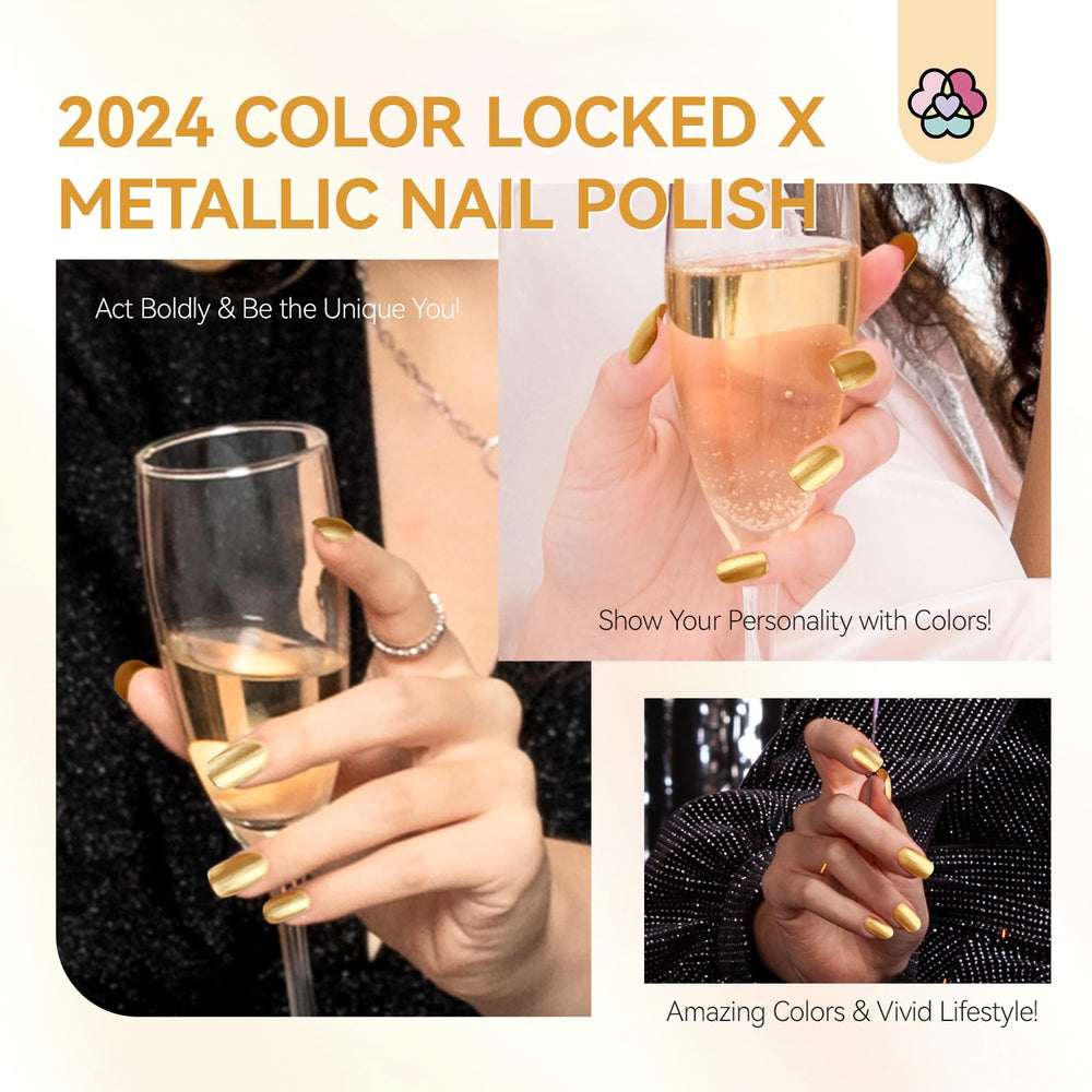 SAVILAND painted toes pedicure view showing durable metallic color