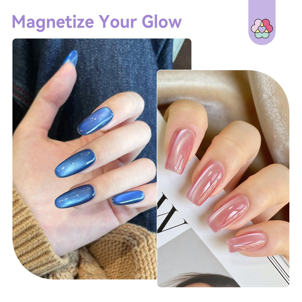 SAVILAND magnet in use over polish creating instant cat-eye benefit
