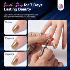 SAVILAND in-use shot of hand with chameleon manicure showcasing dramatic light shift