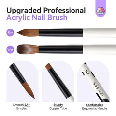SAVILAND brush applying acrylic on nail form demonstrating smooth sculpting benefit