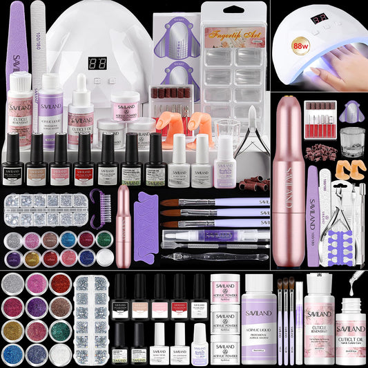 SAVILAND complete kit flatlay showing tools and powders for instant setup