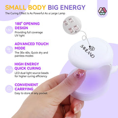 Saviland mini lamp next to travel bag showing portability and convenience