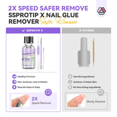 SAVILAND nail fork in use lifting press-on nail to demonstrate gentle adhesive release benefit