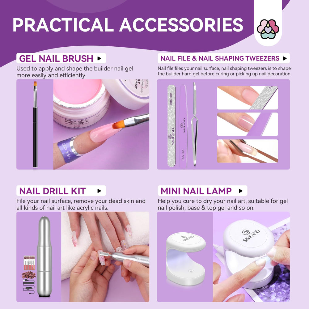 SAVILAND nail forms, brush and tweezers laid out for easy sculpting and application