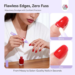 SAVILAND pen in hand removing polish showing quick tidy-up benefit