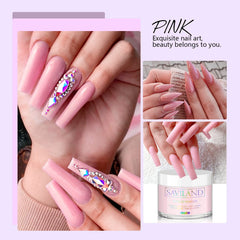 SAVILAND pink acrylic powder close-up texture demonstrating smooth blendability benefit