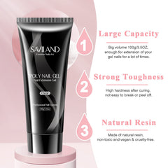SAVILAND poly gel with slip solution bottle demonstrating tack-free finish