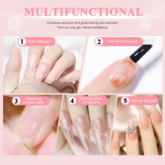 SAVILAND poly gel next to brush and dual forms showing tools needed