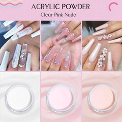 SAVILAND acrylic powders close-up showing clear pink nude shades for natural finishes