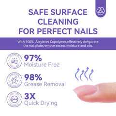 SAVILAND acid-free primer bottle label close-up, communicates gentle bonding advantage