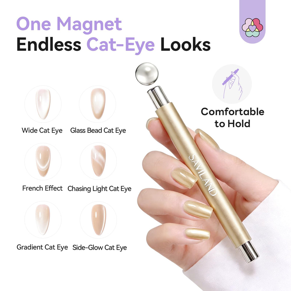 SAVILAND magnet next to fingernail showing portable size benefit