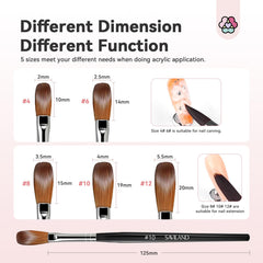 SAVILAND size comparison layout with all five brushes to choose correct bead volume