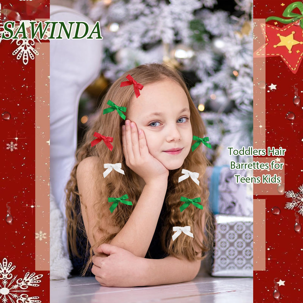 SAWINDA flat lay of red green white bows displaying color options for styling