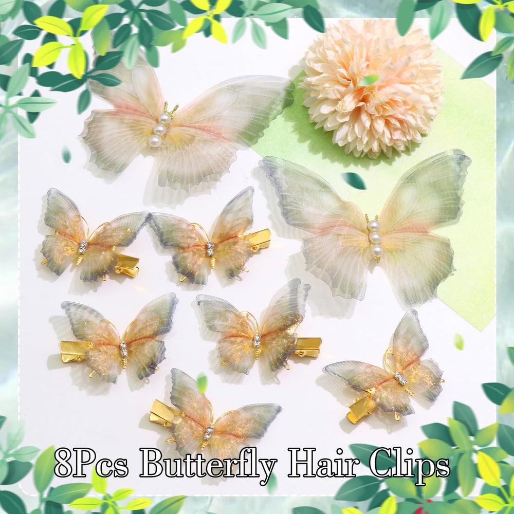 SAWINDA close-up of large tulle butterfly with rhinestones highlights texture