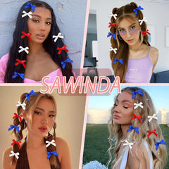 SAWINDA flat-lay of red white blue bows showing color assortment
