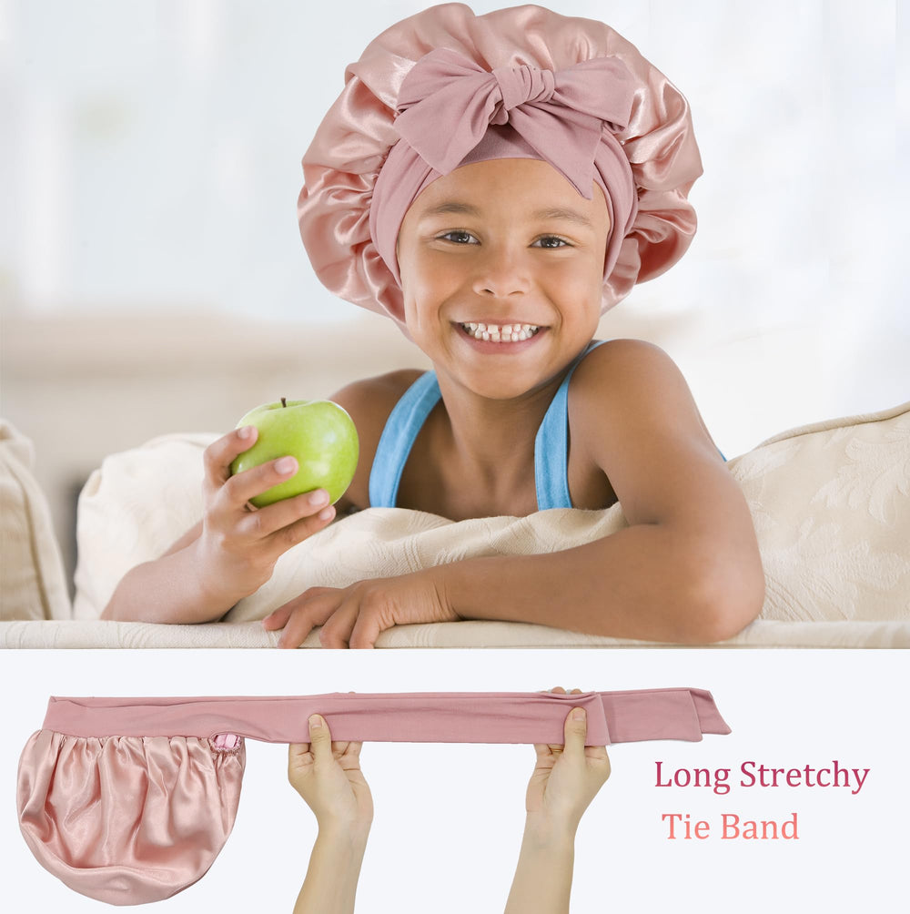Child wearing SAYMRE bonnet demonstrating secure fit and styled preservation