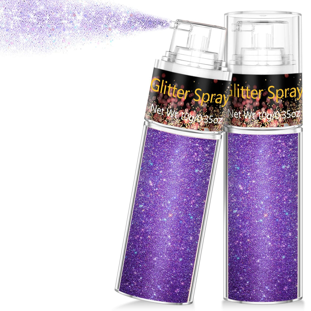 Scarman front packaging showing purple glitter spray and compact bottle benefits portability