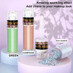 Model applying Scarman glitter to hair for long-lasting festival-ready sparkle